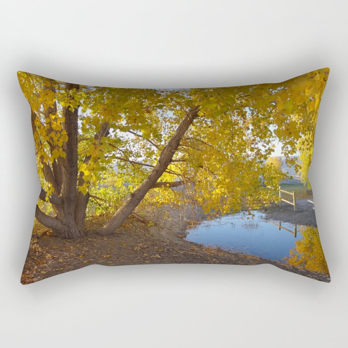 Cottonwood Tree Fall Reflections Rectangular Pillow