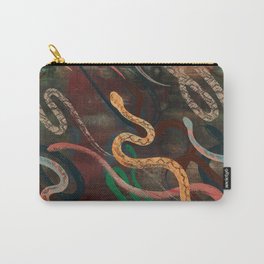 Snake me more Carry-All Pouch | Painting, Brown, Pattern, Green, Zigzag, Woods, Animal, Snakes, Reptile, Snake 