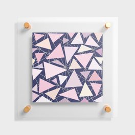 Geometric navy blue silver coral pink ivory triangles  Floating Acrylic Print