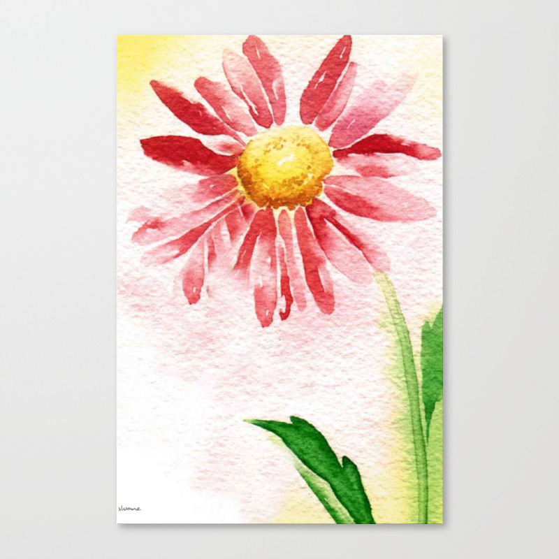 Single Flower Watrercolor Canvas Print By Sloanes Society6