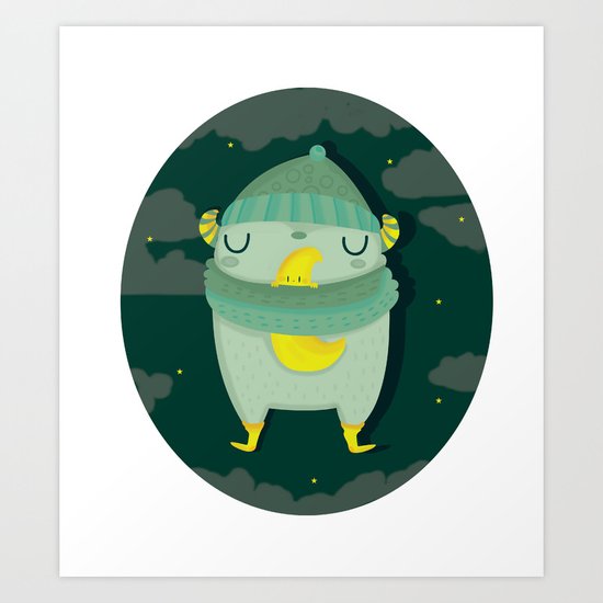 Hug the moon Art Print