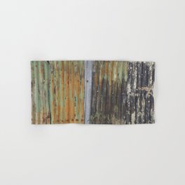 corrugated rusty metal fence paint texture Hand & Bath Towel