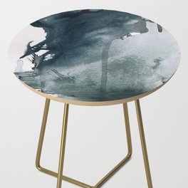 Lakeside: a minimal, abstract, watercolor and ink piece in shades of blue and green Side Table