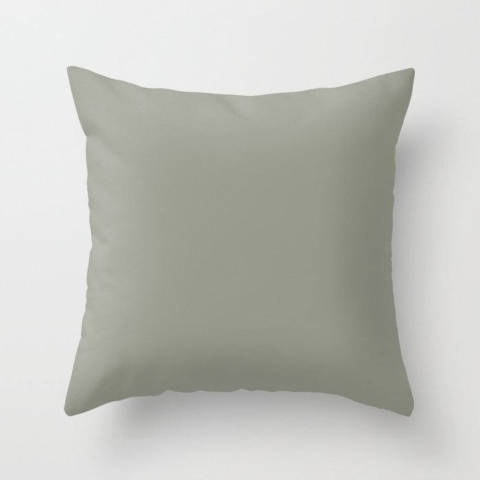 Midtone Grey Green Solid Color Pairs To Sherwin Williams Evergreen Fog SW 9130 Throw Pillow