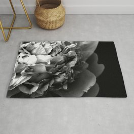 Black and White Summer Peony Area & Throw Rug