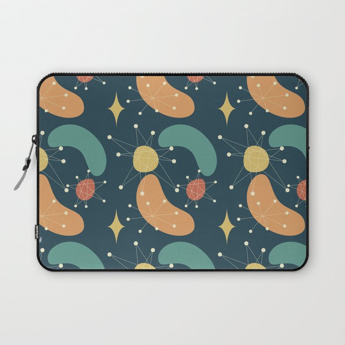 Mid Century Modern Abstract Pattern 21 in Teal, Orange and Yellow Laptop Sleeve