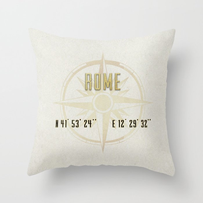 Rome - Vintage Map and Location Throw Pillow