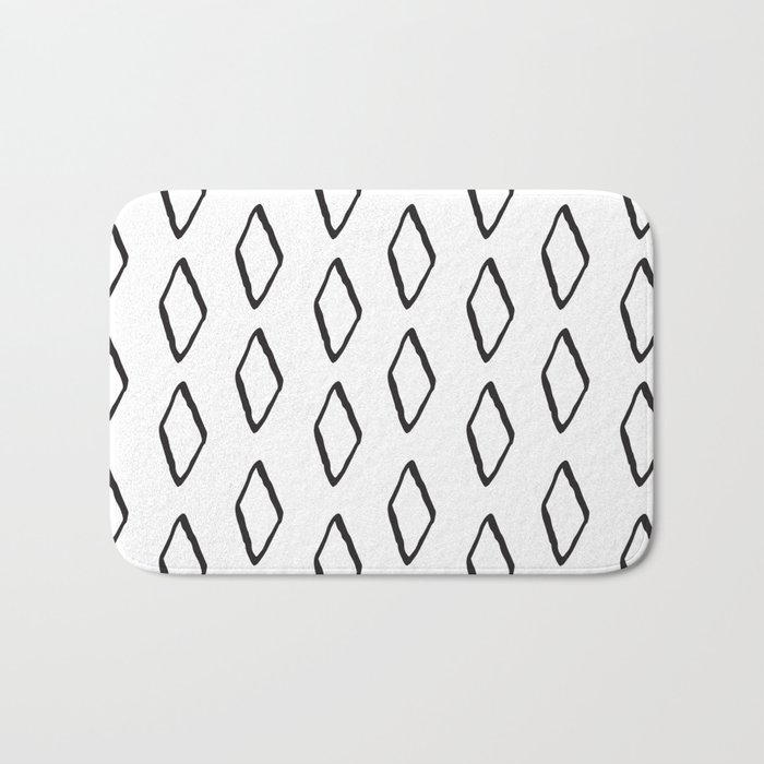 Mudcloth 13 Minimal Textured Black And White Pattern Home Decor Minimalist Beach Bath Mat