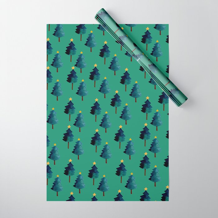 Green Christmas Tree Forest Wrapping Paper