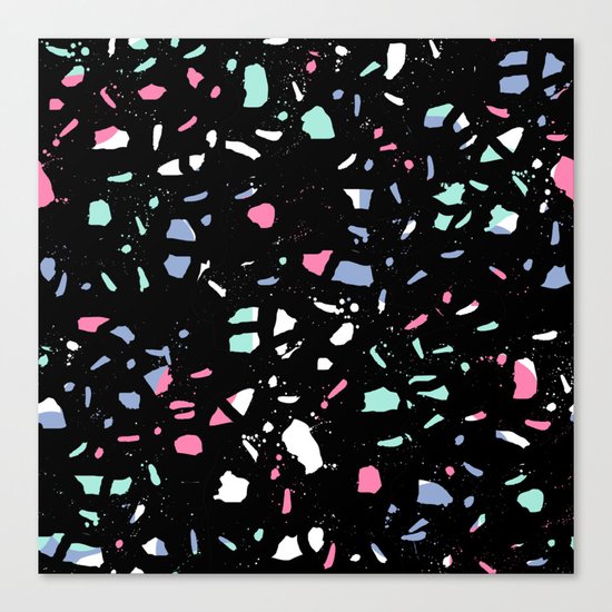 Terrazzo nursery minimal pattern pink mint black and white abstract pattern design Canvas Print