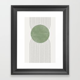 Mid century Green Moon Shape  Framed Art Print