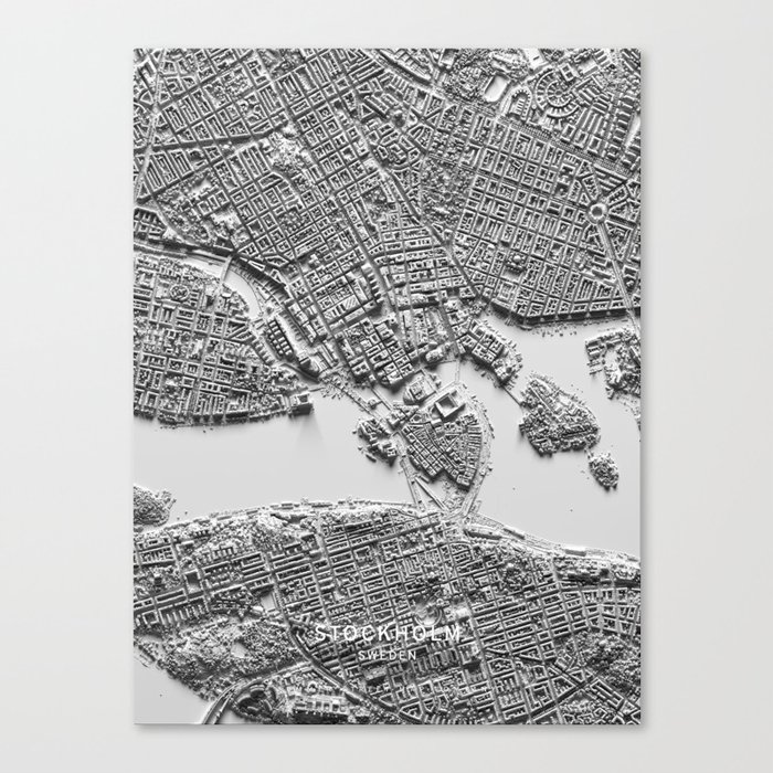 Stockholm 3D Map Canvas Print