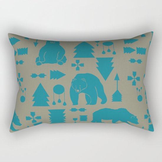Tribal Bear Blue Rectangular Pillow