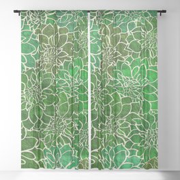 Dahlia Flower Pattern 12 Sheer Curtain