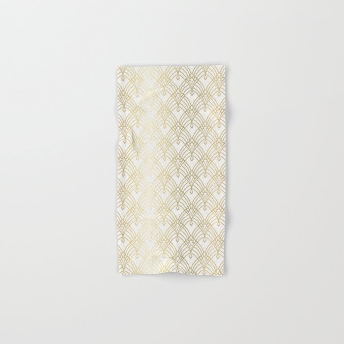 ART DECO MOTIF 2 IN CREAM GOLD Hand Bath Towel by