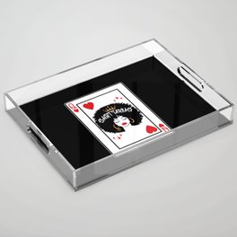 Sagittarius Star Sign Melanin Black Queen of Hearts Blackjack Poker Acrylic Tray