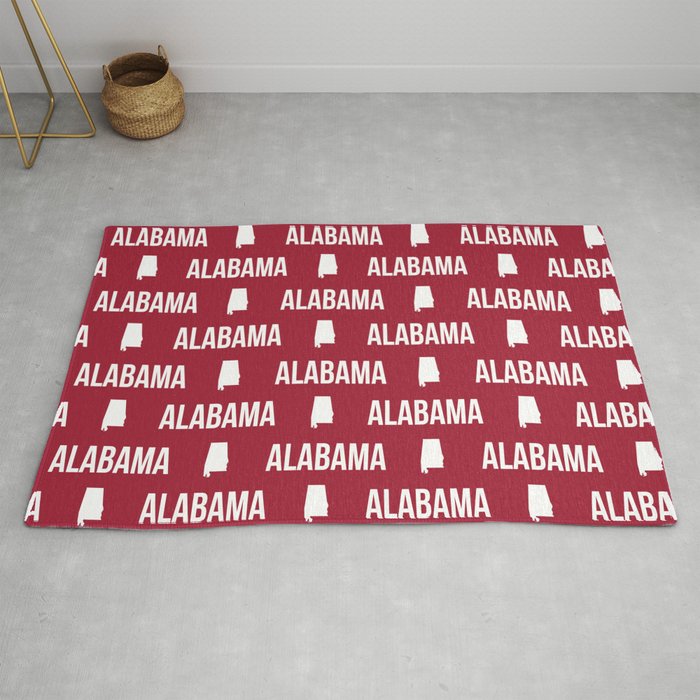 Alabama Bama Crimson Tide Pattern Football Varsity Alumni Rug By