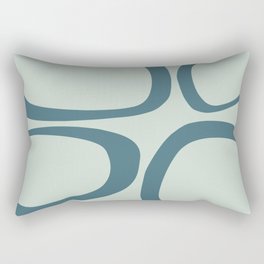 Mid Century Modern Funky Ovals Pattern Teal and Aqua Rectangular Pillow