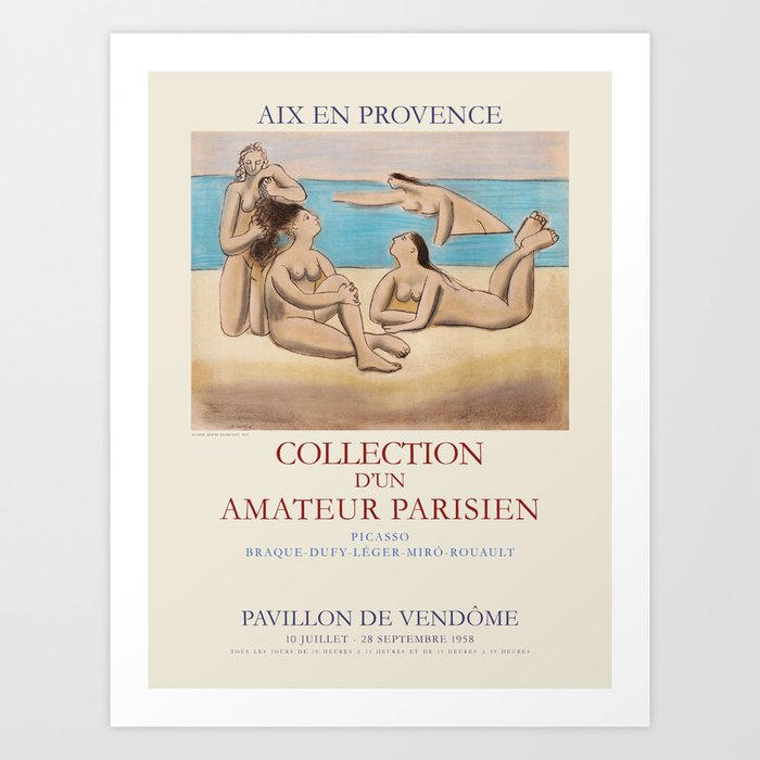 Pablo Picasso. Exhibition poster for The Pavillon Vendome in Aix-en-Provence, 1958. Art Print