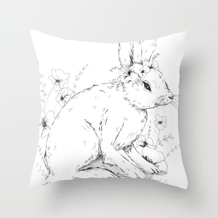 Little snowshoe hare Throw Pillow
