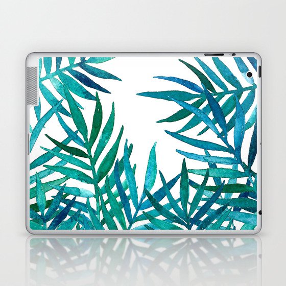 Watercolor Palm Leaves on White Laptop & iPad Skin