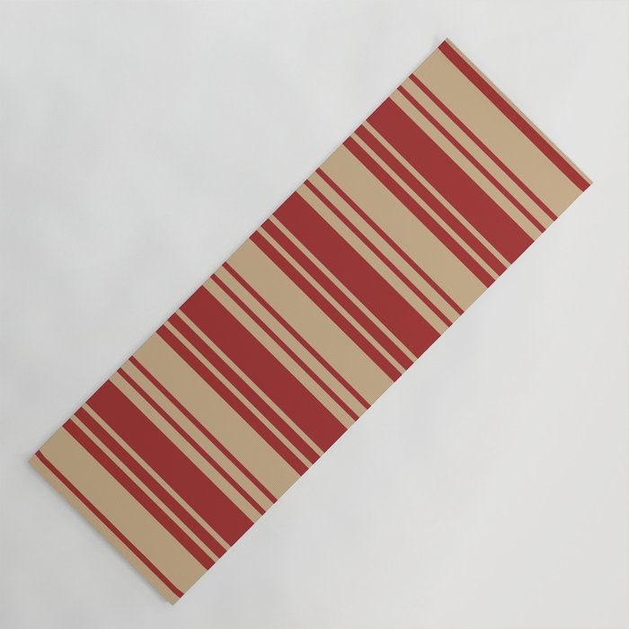 Brown and Tan Colored Lined Pattern Yoga Mat