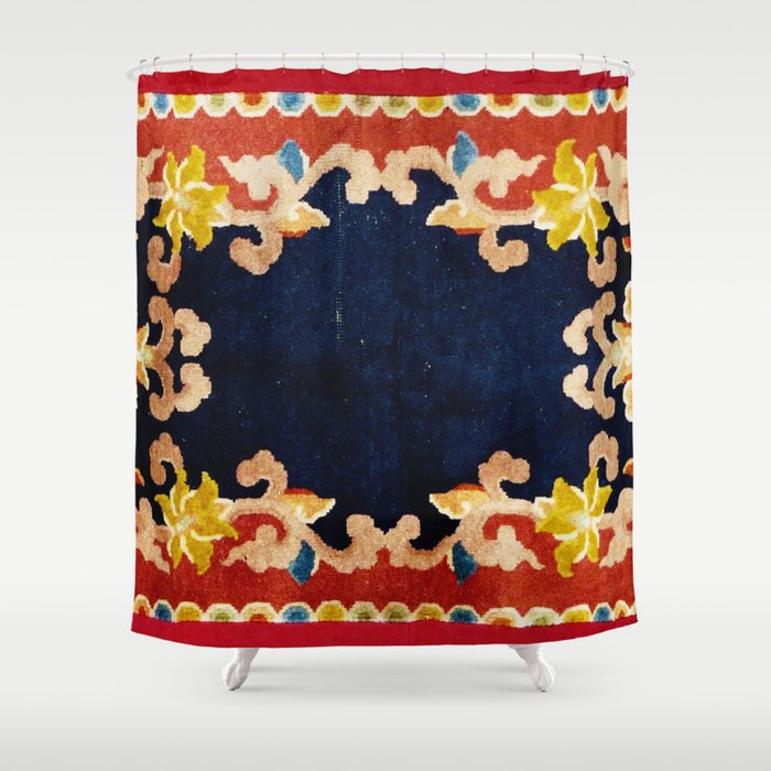 Antique Tibetan Saddle Rug Print Shower Curtain