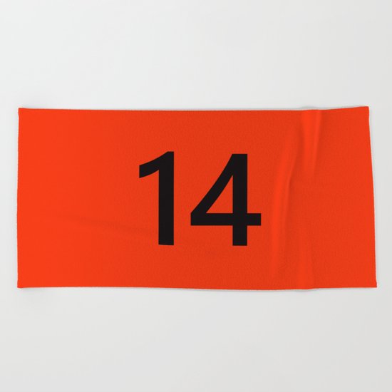 Legendary No. 14 in orange and black Beach Towel