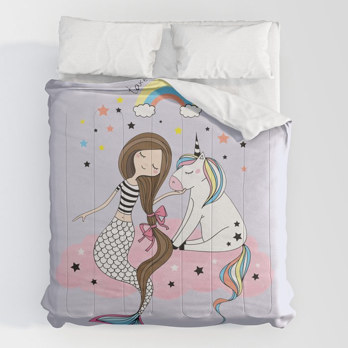 Unicorn and top mermaid bedding