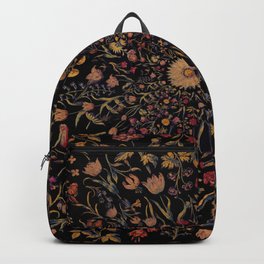 Medieval Flowers on Black Backpack