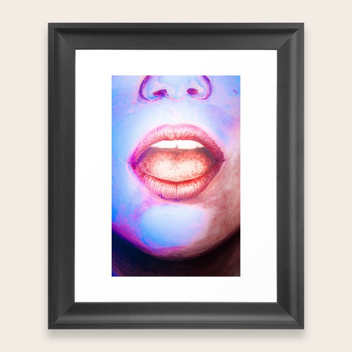 White Lies Painting Of Lips Tongue Mouth Pop Art Framed Art