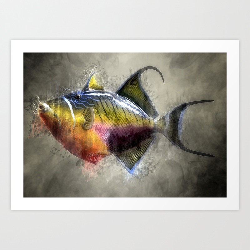 Colors Fish In The Ocean Digital Crativity Painting Art Print By