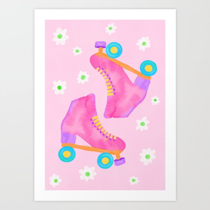 Pink Roller Skates Art Print
