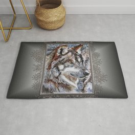 Gray Wolf Watches and Waits Rug