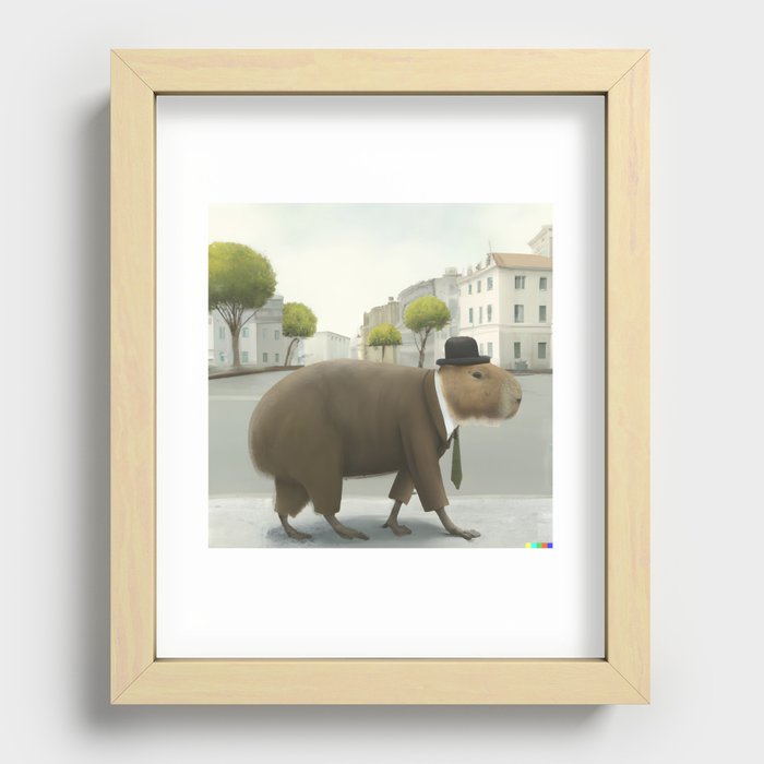 Anthropomorphic capybara in a suit Recessed Framed Print