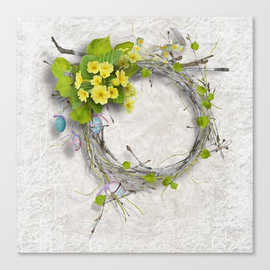 Yellow flowers wreath Canvas Print