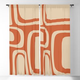 Palm Springs - Midcentury Modern Retro Pattern in Mid Mod Beige and Burnt Orange Blackout Curtain