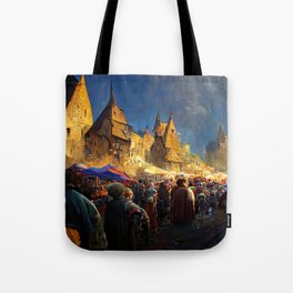Medieval Fantasy Town Tote Bag
