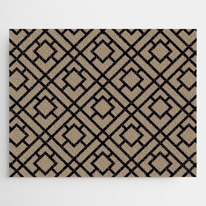 Black and Brown Tessellation Line Pattern 24 Pairs DE 2022 Trending Color Tuscan Mosaic DE6208 Jigsaw Puzzle