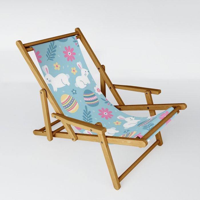 Happy Easter Rabbit Floral Collection Sling Chair