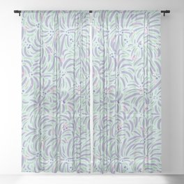 Powerful and floral pattern mint Sheer Curtain