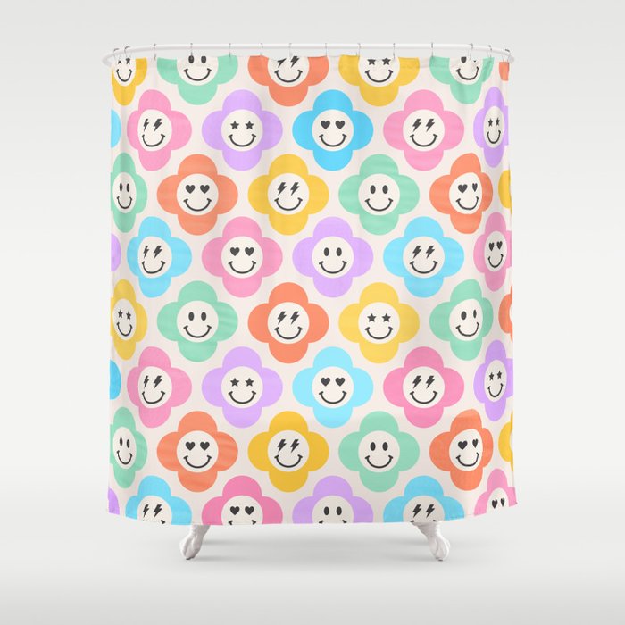 Many Smiley Daisy Faces Shower Curtain