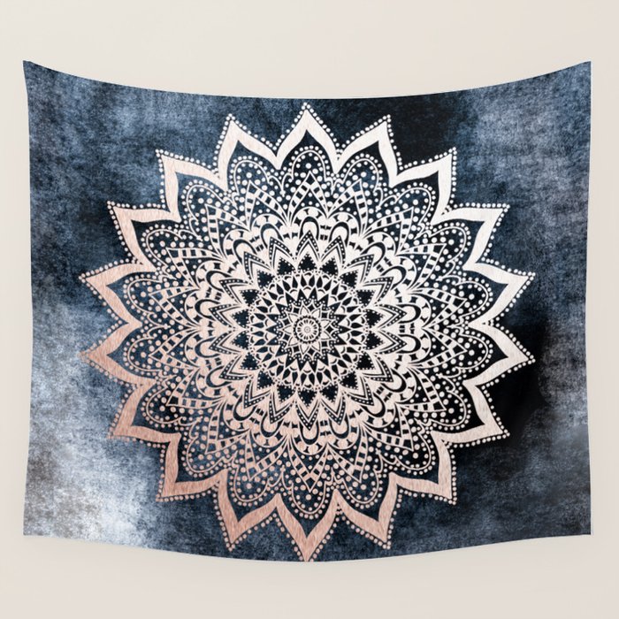 BLUE BOHO NIGHTS MANDALA Wall Tapestry by Nika Society6