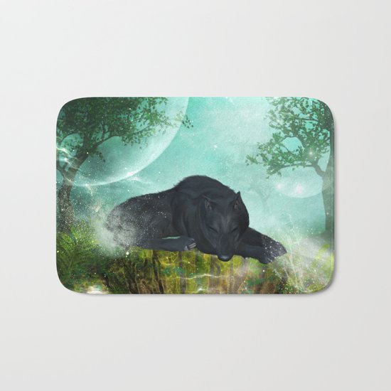 Awesome sleeping wolf Bath Mat