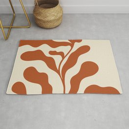 Terra-cotta Abstract Plant Area & Throw Rug