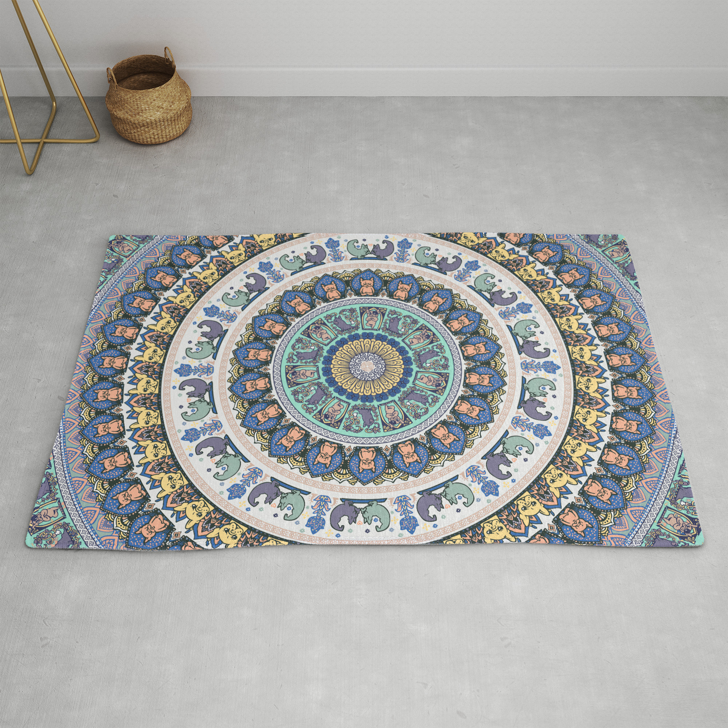Frenchie Yoga Medallion Rug By Huebucket Society6