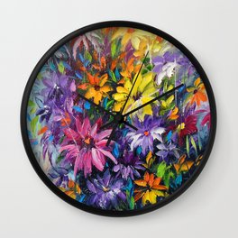 Dance of bright flowers Wall Clock