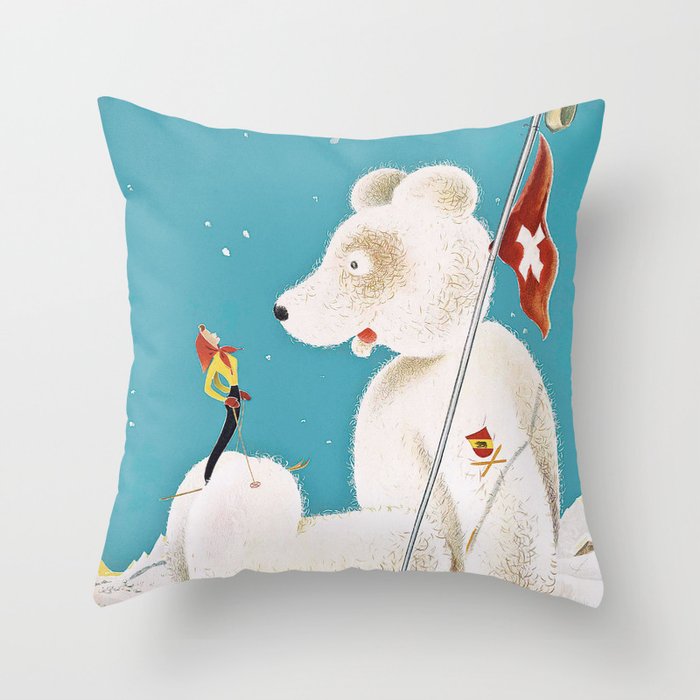 Berner Oberland - Vintage Ski Poster Throw Pillow