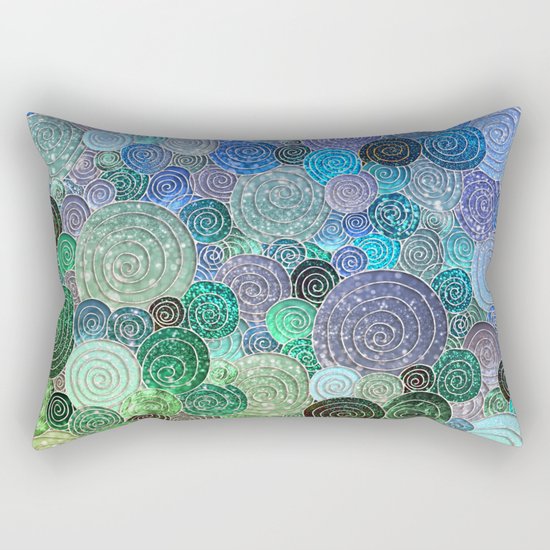 Abstract blue& green glamour glitter circles and polka dots for ladies Rectangular Pillow