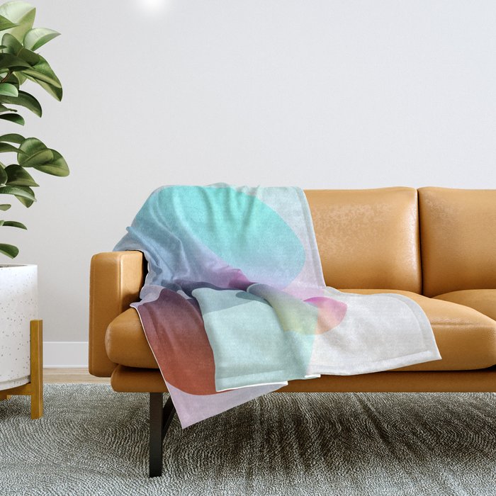 Bubble - Colorful Minimalistic Modern Art Design in Pink Dark Blue and Turquoise Throw Blanket